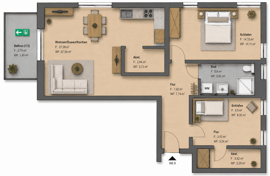 Ankommen und Zuhause sein – Moderne Neubauwohnung mit sonnigem Balkon, Salzgitter